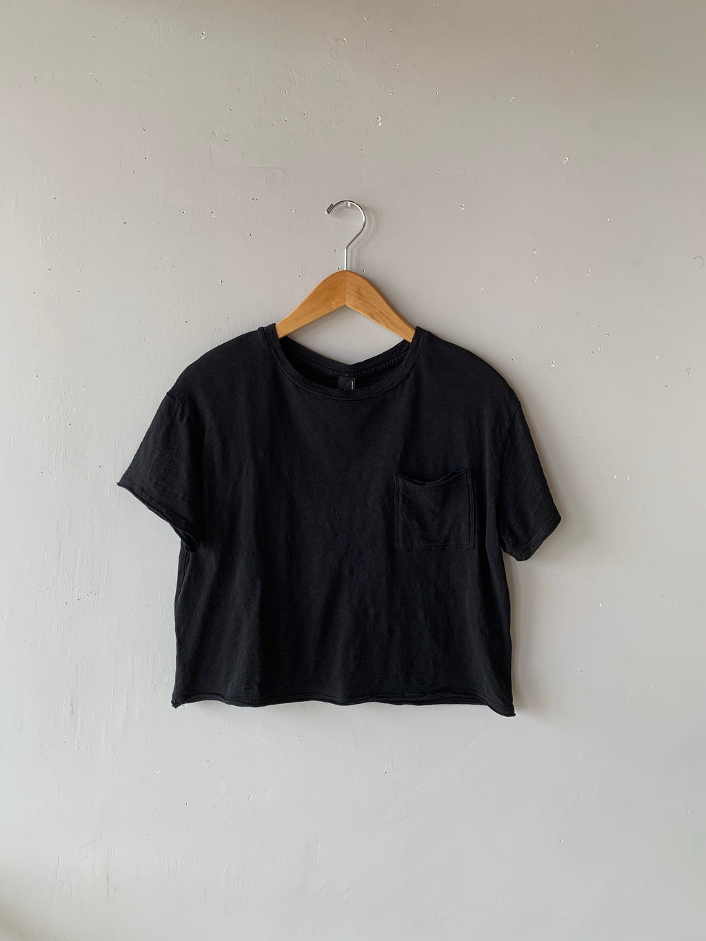 BOBI Slub Jersey OBSESS CrewNeck Pocket WaistCrop Top