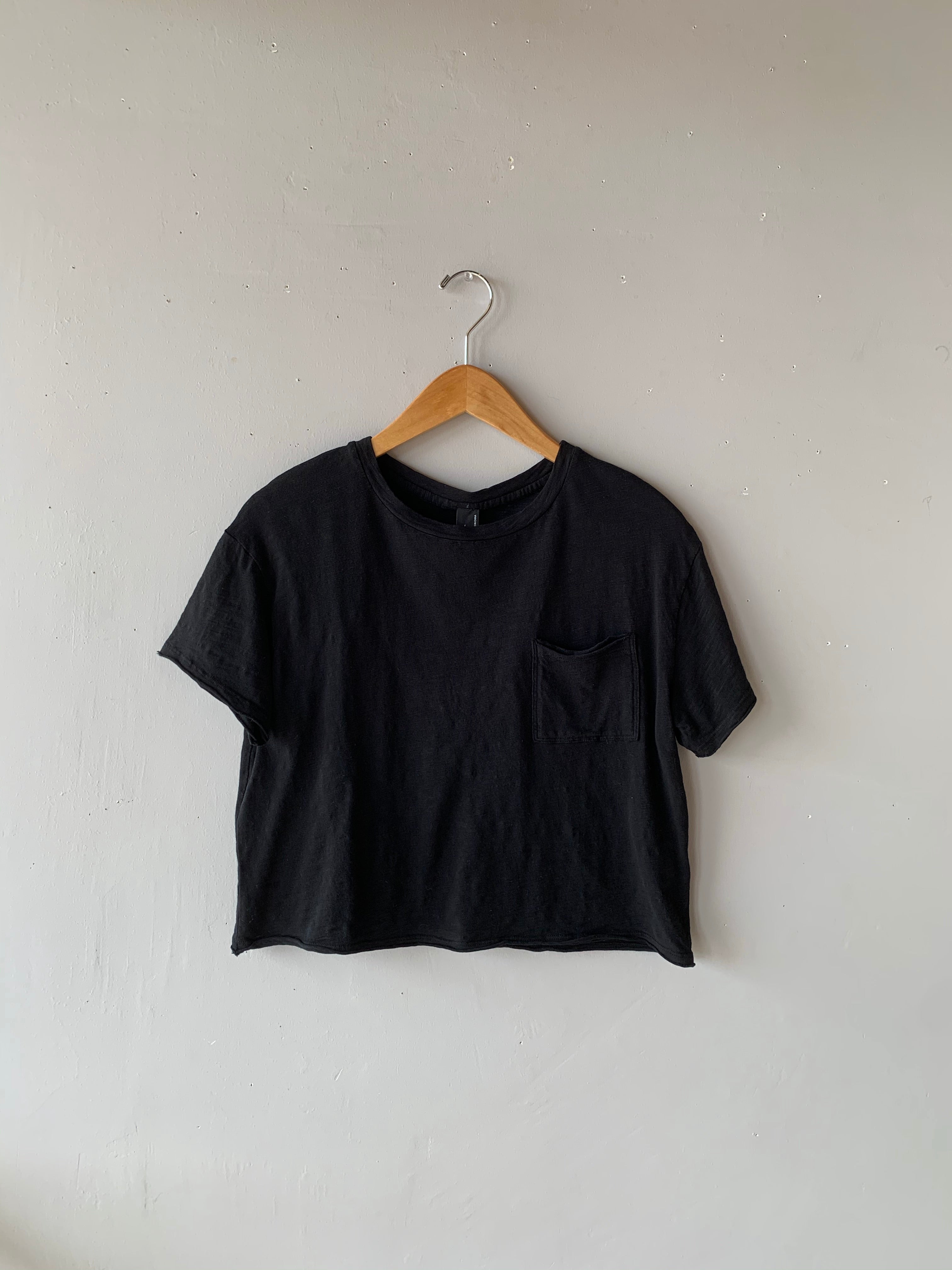 BOBI Slub Jersey OBSESS CrewNeck Pocket WaistCrop Top