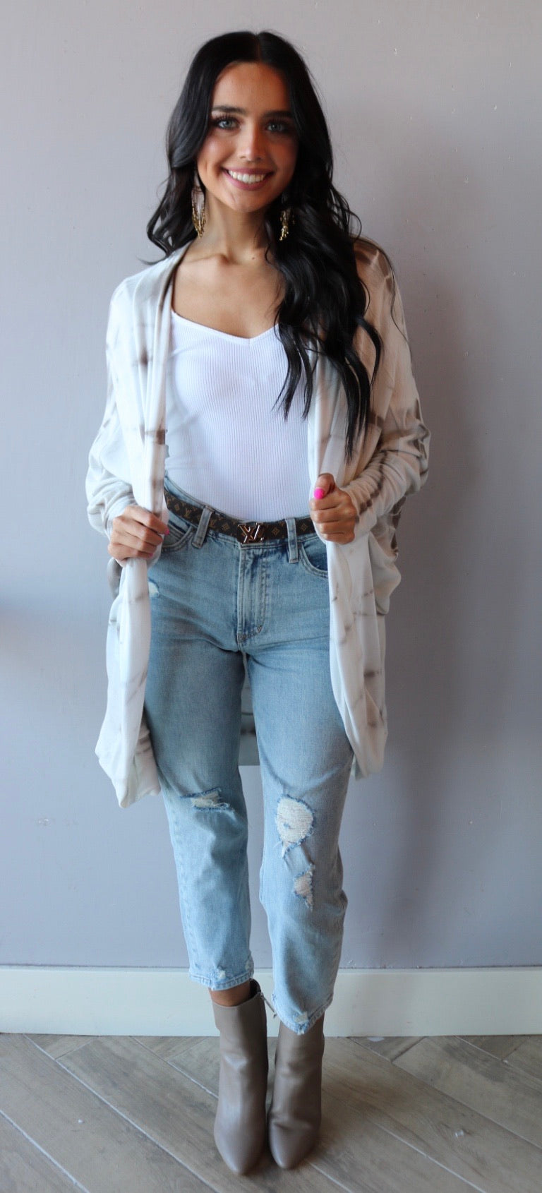 FANTASTIC FAWN LOCKER TieDye Cocoon KnitJersey Open Cardigan