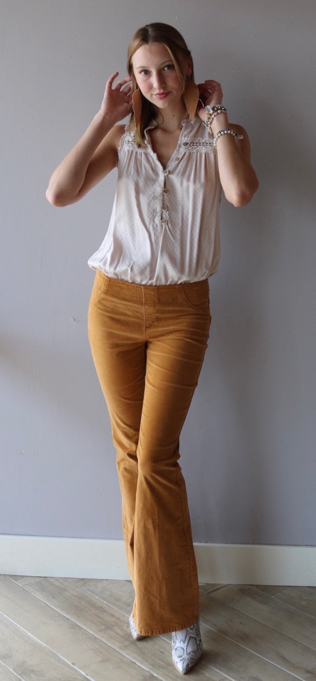 FREE PEOPLE Corduroy PULL ON Flare Jean