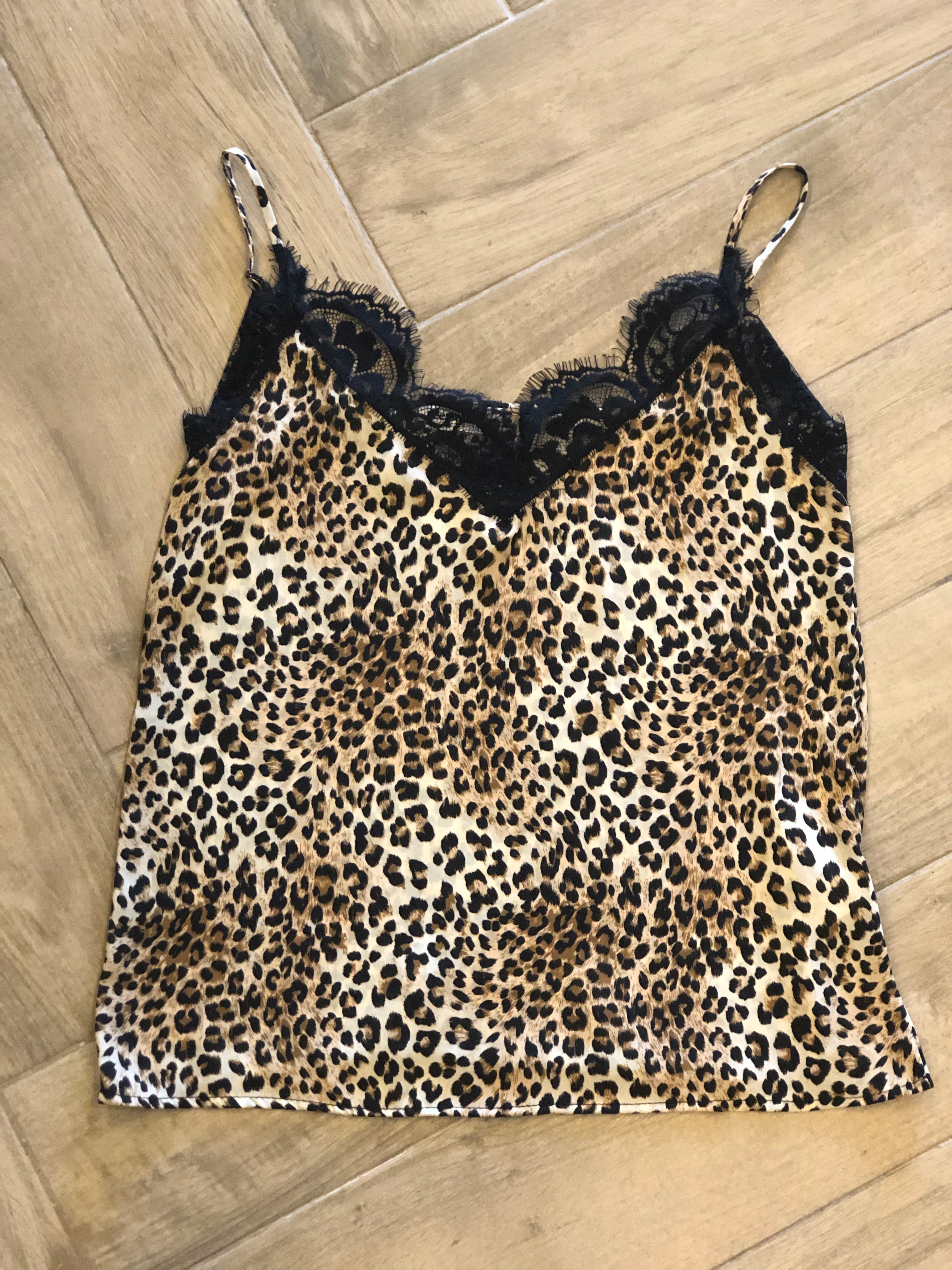 Eesome FERAL Leopard Lace Trim Cami Top