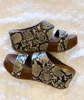 VERY VOLATILE Python Embossed JUSTIFY Dual Band Covered Platform Wedge Sandal