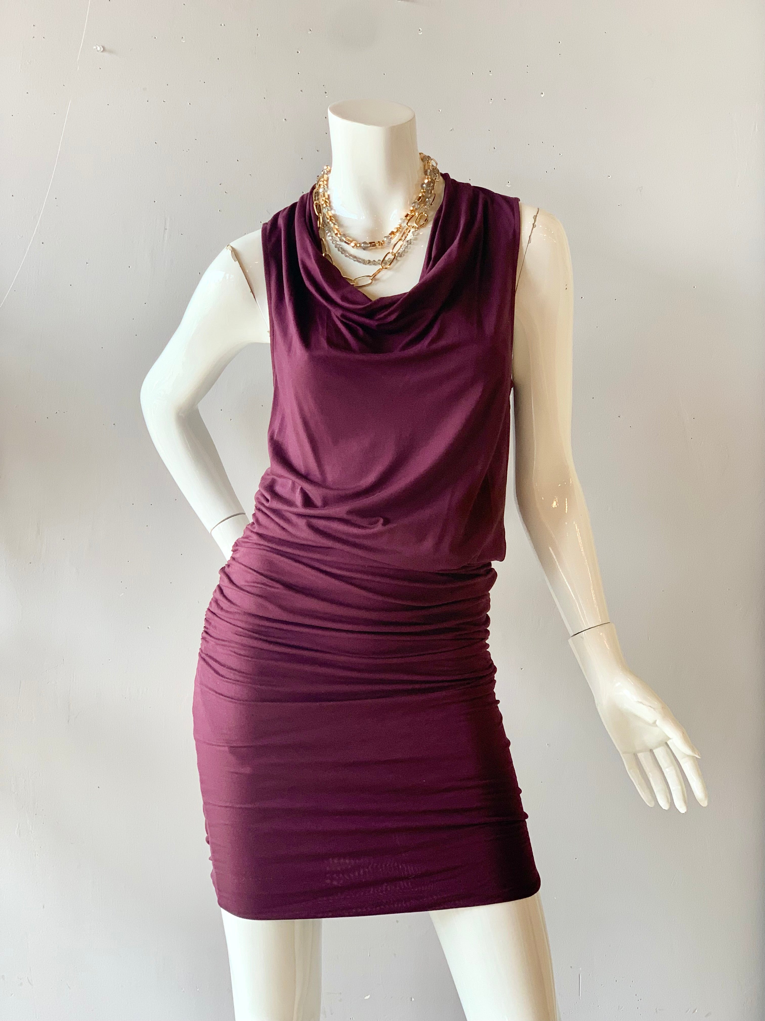 *MICHAEL STARS Luxe~Jersey DAWN Cowl~Neck Ruched Dress