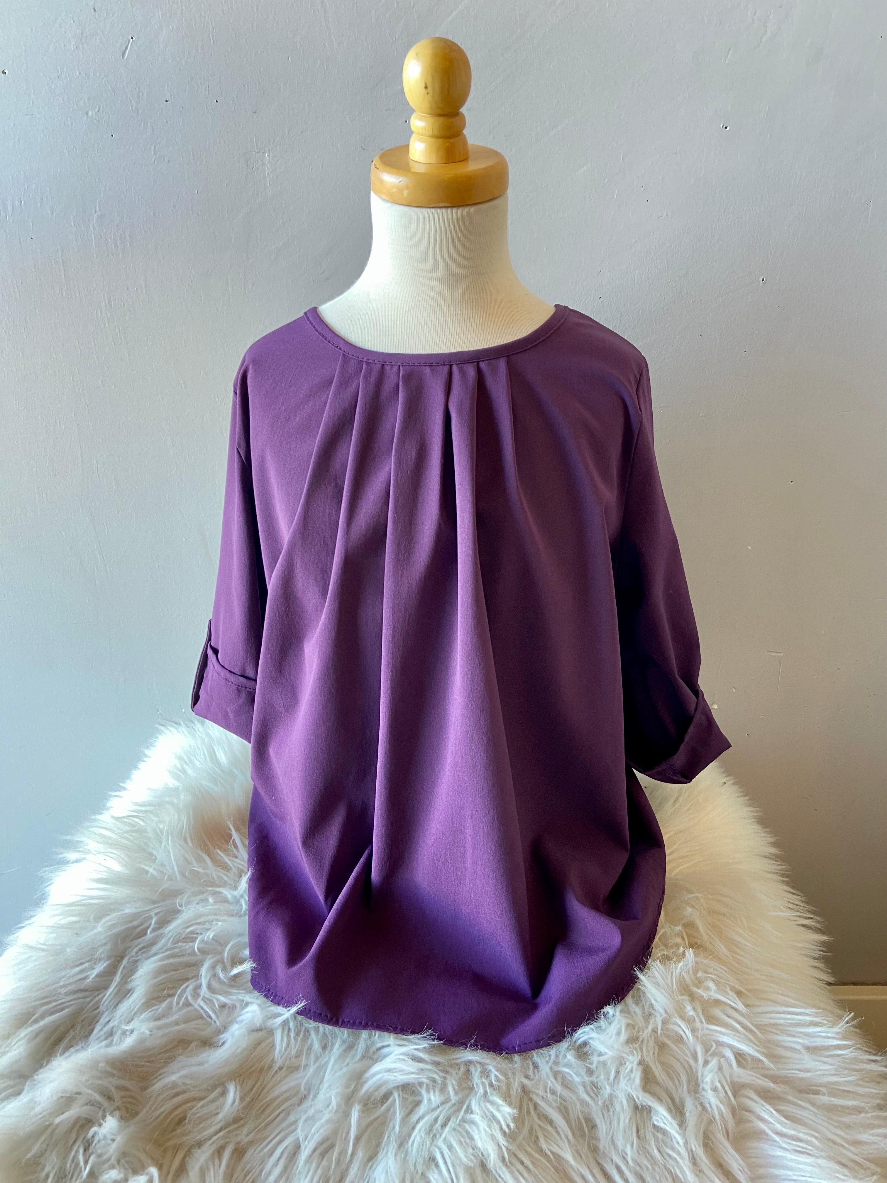 POMELO Plum ACOLYTE RollSleeve Pleat Top