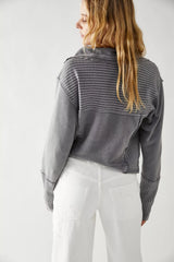 FREE PEOPLE MineralWash HAZEL Cardi Knit Zip Top