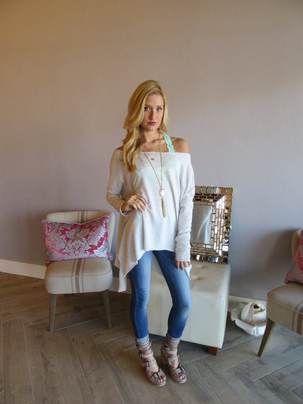 DELOZIER Super Soft Terry Asymmetric Tunic Top