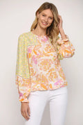 *ENVIOUS Mix Print Lace Trim Top