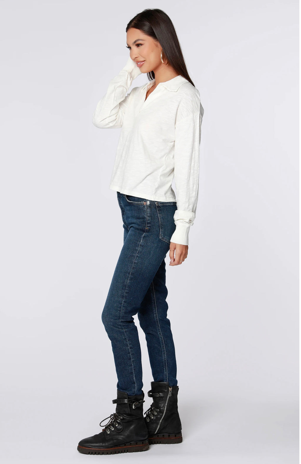 BOBI Split Neck WRATH Collared Top