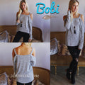 BOBI LoungeKnit HARDWIRED OffShoulder Strap SuperSoft Knit Top