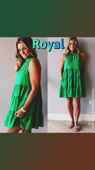 ROYAL HiNeck MutiTier Ruffle Dress