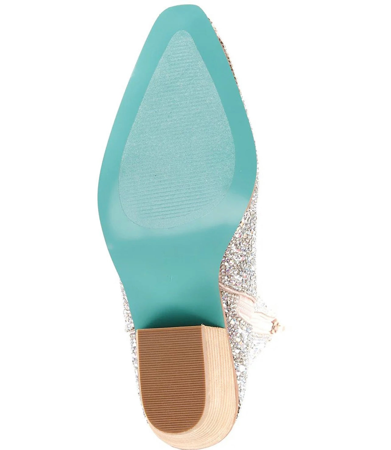 BETSEY JOHNSON Blue DIVA Rhinestone Embellished Western Bootie