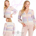ANOTHER LOVE Stripe JAYLEE Puff Long Sleeve Cardigan