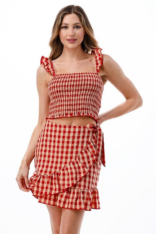 *BOOMER 2-piece Gingham Smock Top Set