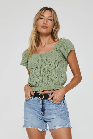 *ANOTHER LOVE Crochet POLINA Peplum Raglan Sleeve Top