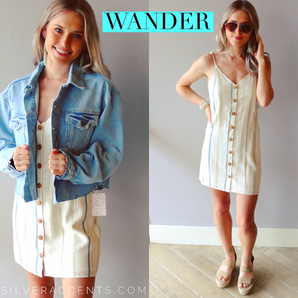Style Rack WANDER Stripe ButtonDown TieBack Cami Dress
