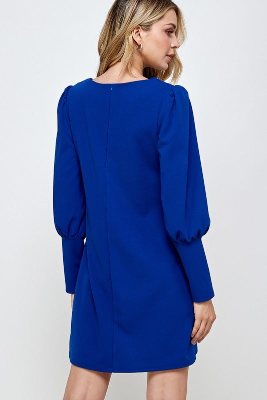 NISSA PuffSleeve Crepe Shift Dress