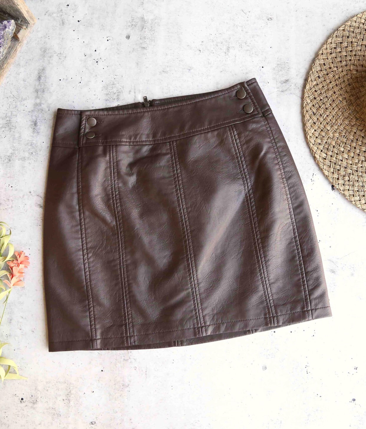 FREE PEOPLE! Vegan Leather RETRO Body Con Skirt