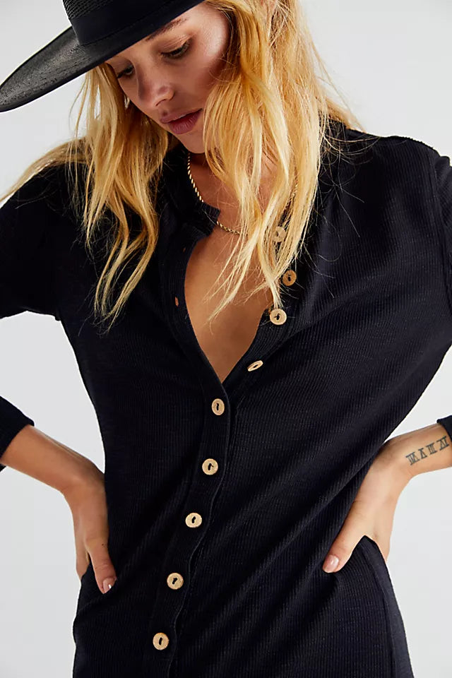 FREE PEOPLE RibKnit GIA ButtonDown Knit Maxi Cardigan Dress