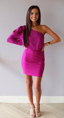 PARADE One Shoulder Puff-Sleeve Bodycon Dress