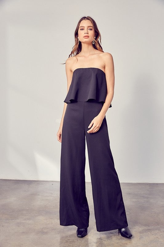 BOAST Pop~Over Strapless Ruffle  Jumpsuit