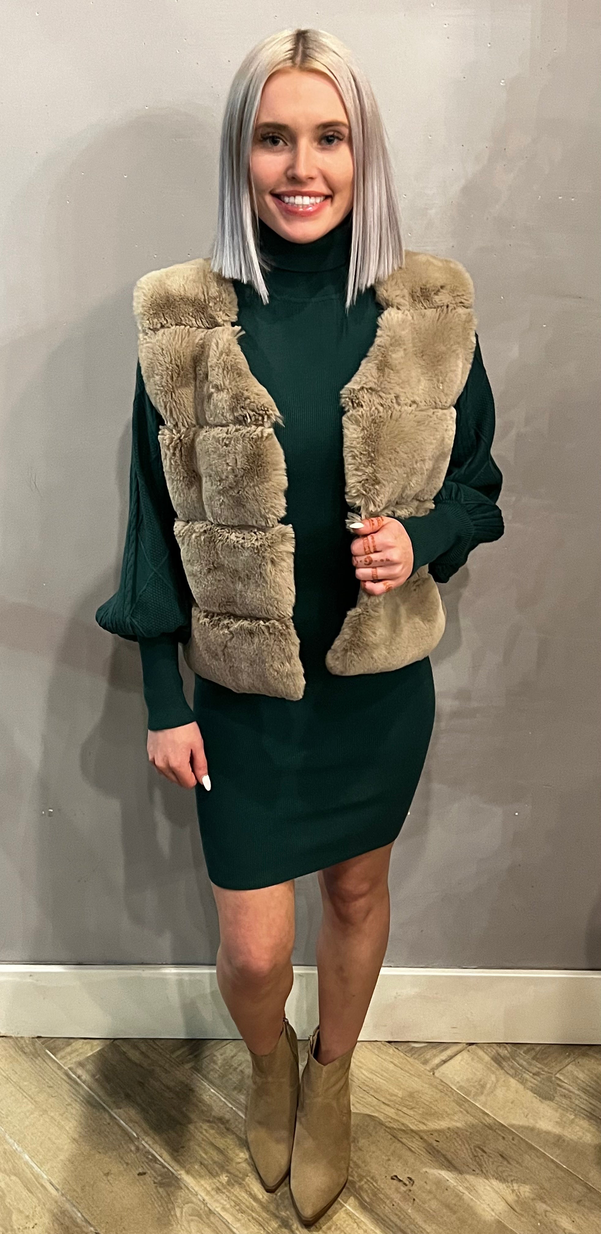 *SEASONS CableSleeve MockNeck Sweater Dress