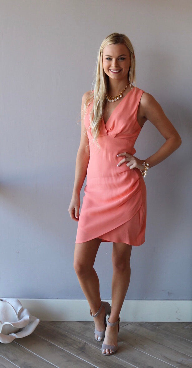 BOBI BLACK Coral BELIZE Crepe WrapHem Dress