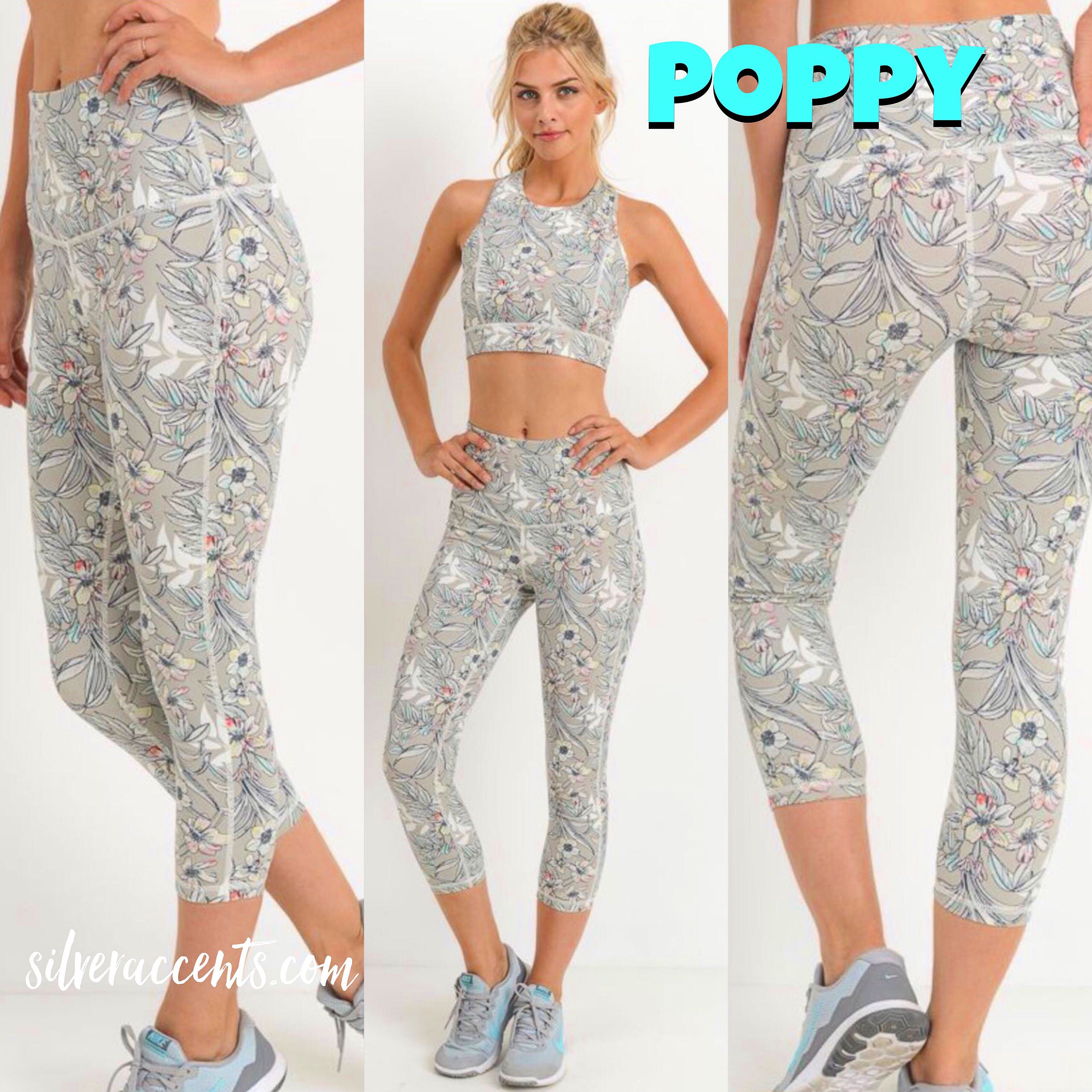 MONO B Floral POPPY HiWaist Crop Athleisure Leggings