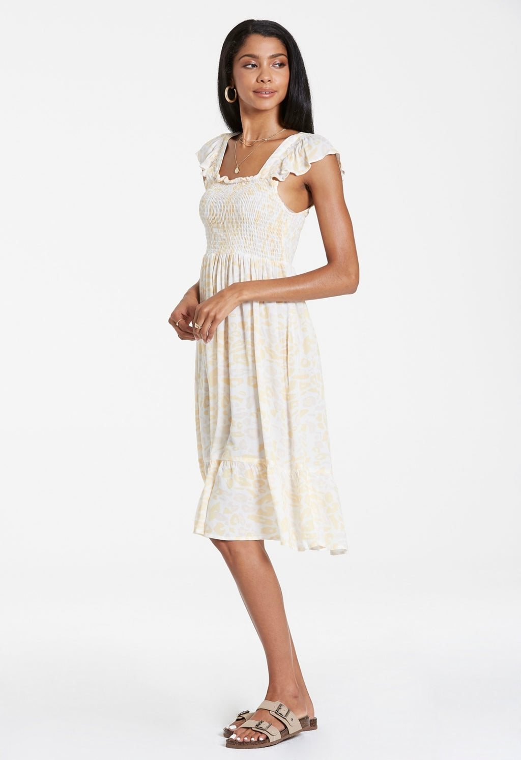 *DEAR JOHN Printed JORDAN Ruffle Sleeve Dress