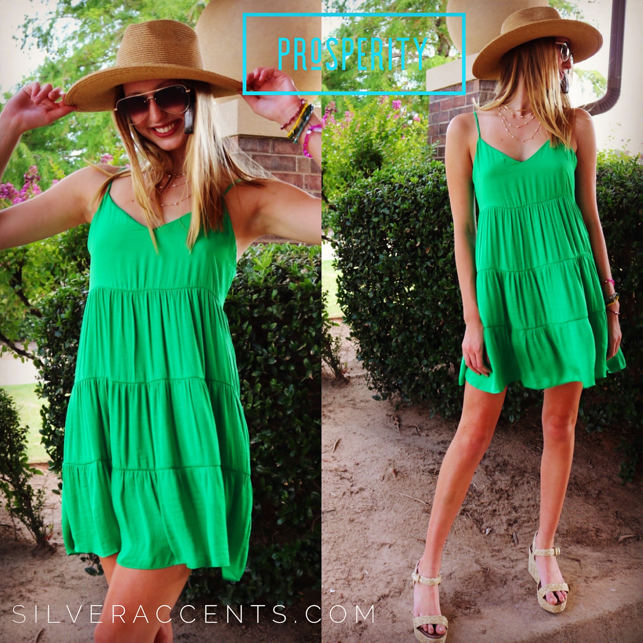 PROSPERITY Tiered CamiStrap Flare Midi Dress