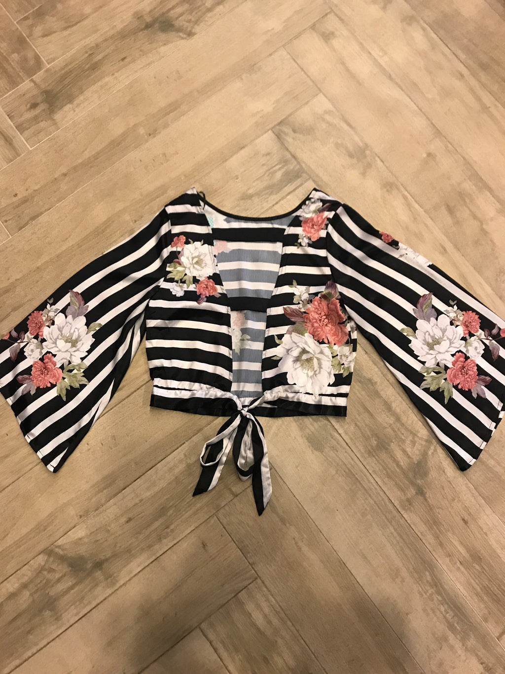 MAISONETTE Stripe Floral Strappy Back Top