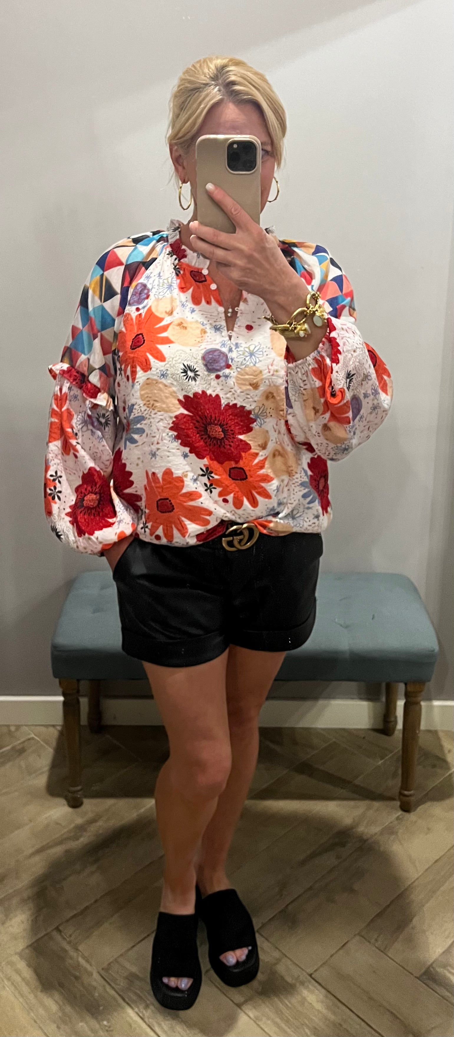 UNSPOKEN  Floral/Geo Mix Print Top