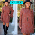 TOURIST Cheetah Ruffle MockNeck Chiffon Dress