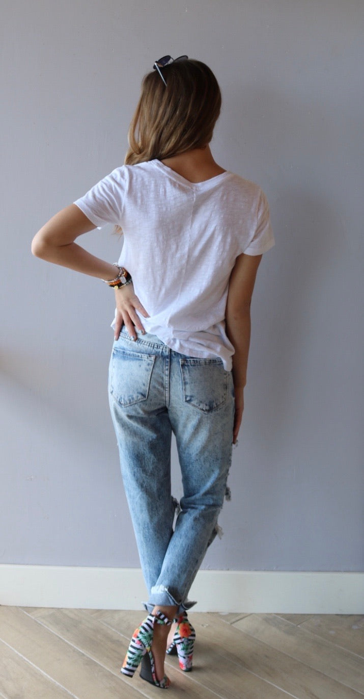 BOBI Slub Jersey BECKHAM RawSeam HiLo ScoopNeck Top