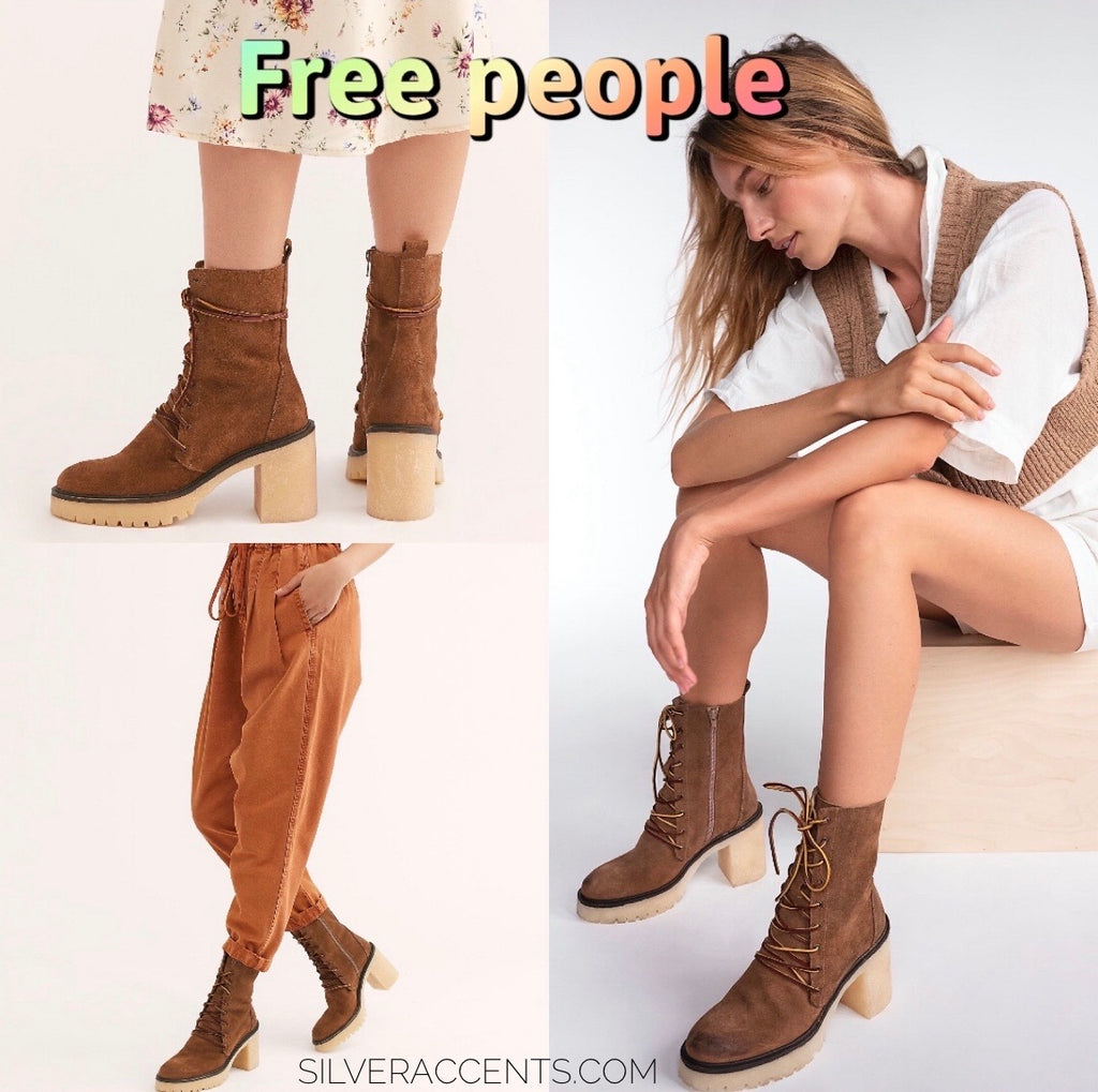 FREE PEOPLE Lace Up DYLAN Chunky Heel Boot
