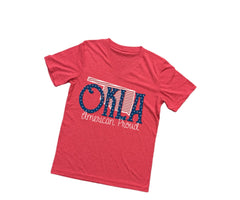 OKLA AMERICAN PROUD Red Triblend V-Neck Tee Top