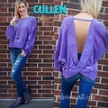 CULLEN Velvet Crossed OpenBack Pullover Top