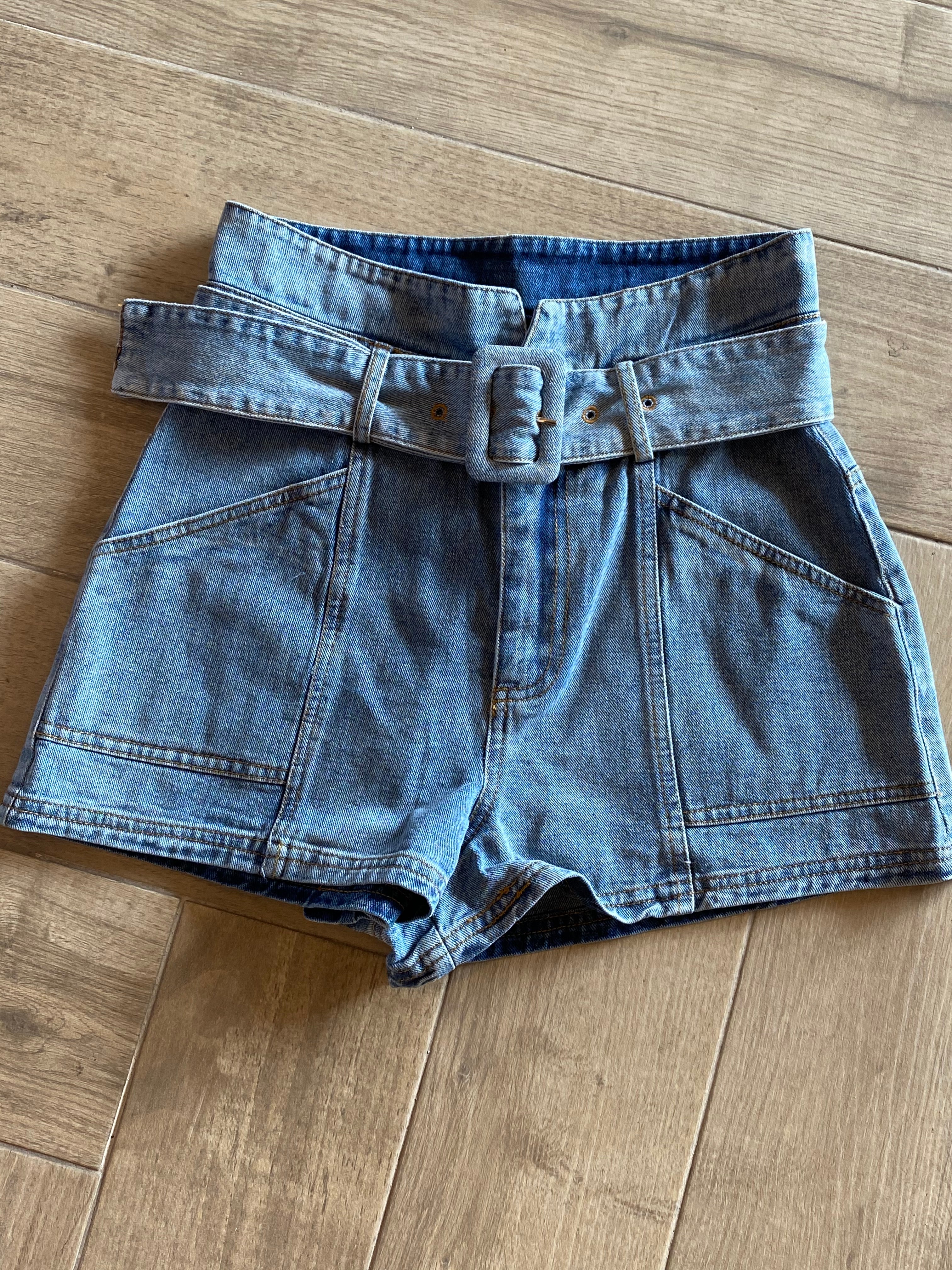 BESTOW PaperBag Belt Denim Shorts