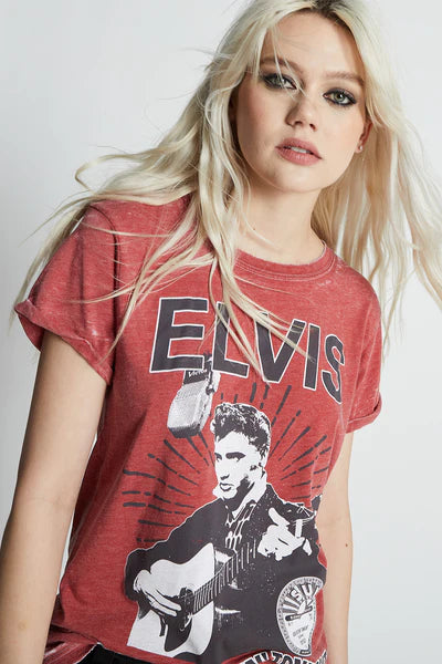 *RECYCLED KARMA Burnout ELVIS Good Rockin Tonight ShortSleeve Tee