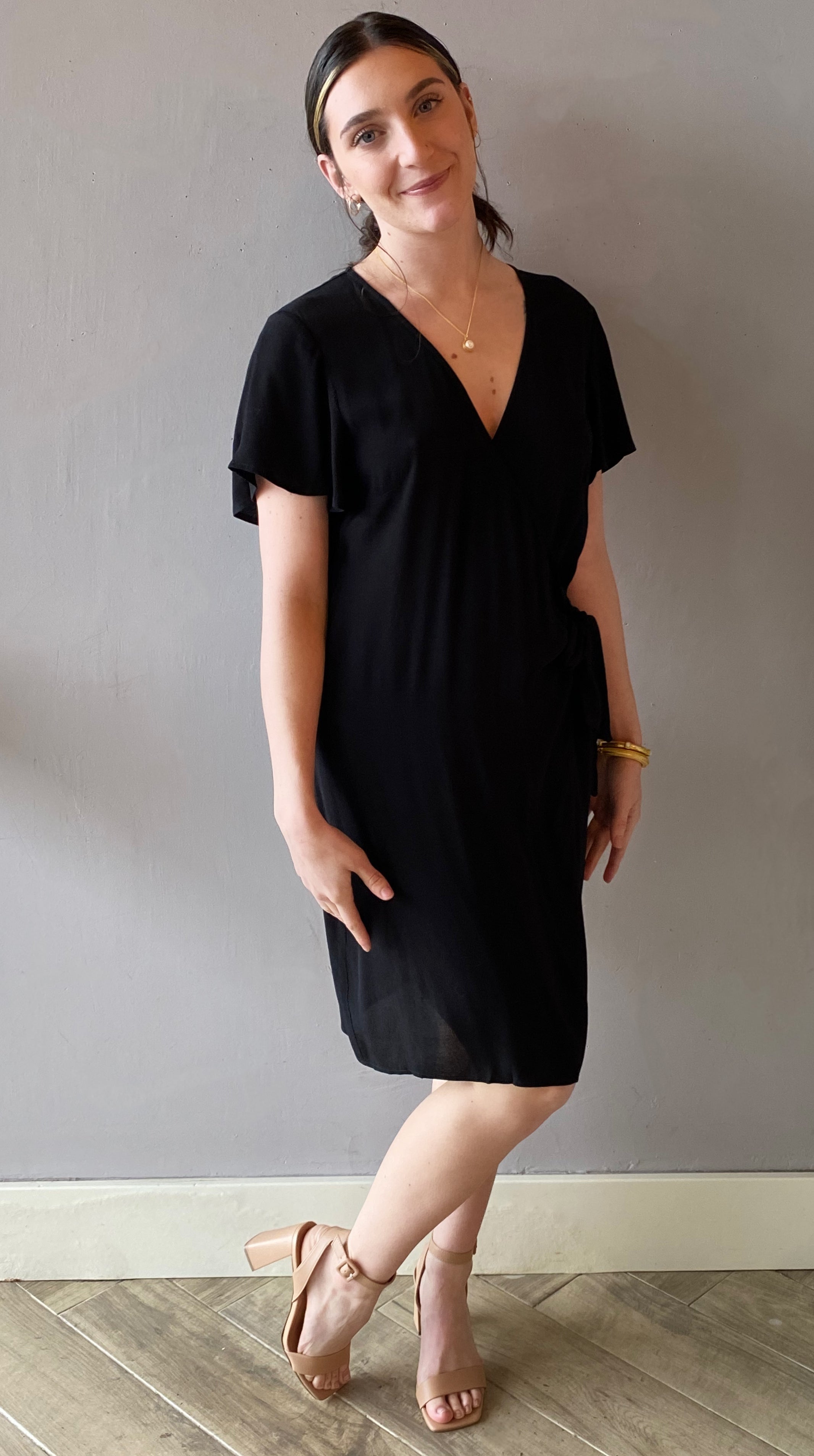 BOBIBLACK Flutter Sleeve AVA Beach Crepe Dress