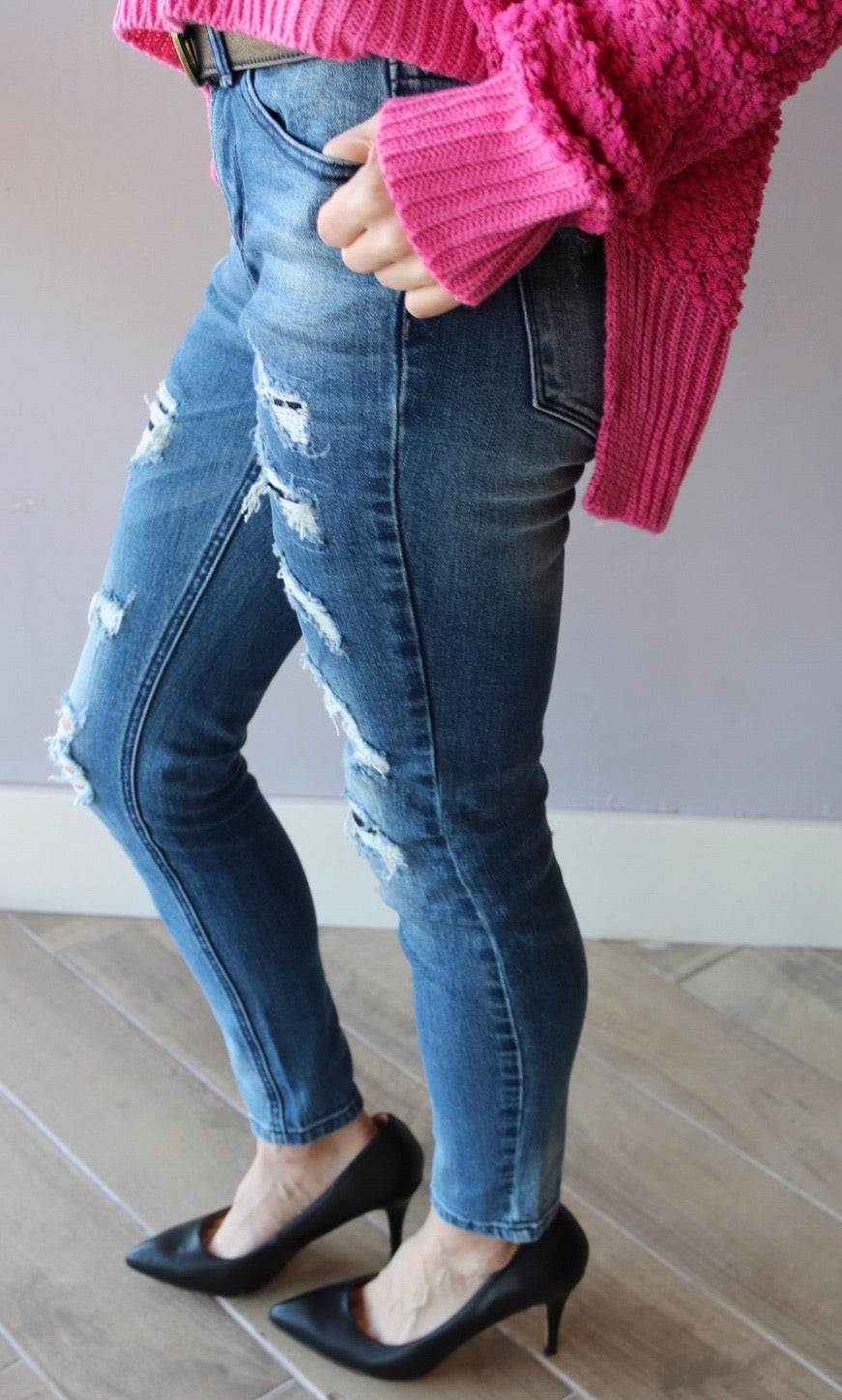 VERVET MidRise TWISTED VINE PatchWork Skinny Jean