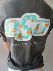 OSU Teal Floral Logo Comfort Colors Short Sleeve Tee Top
