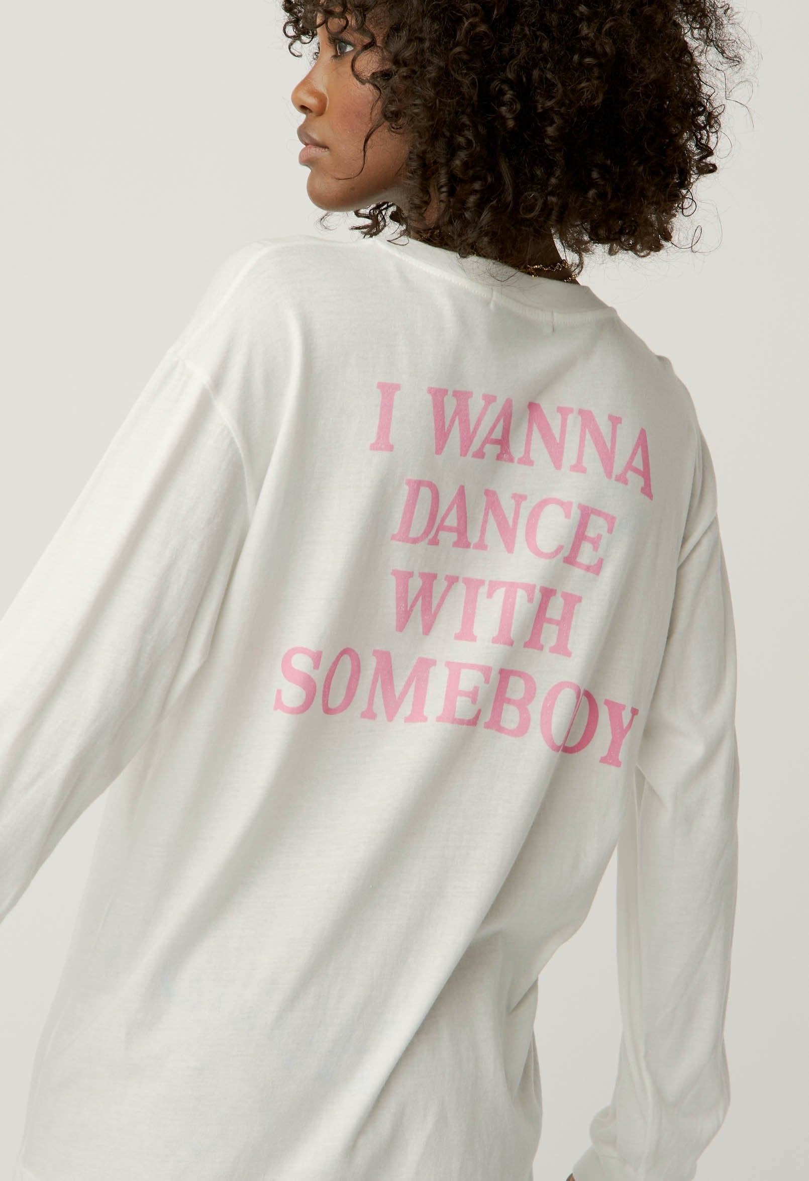 DAYDREAMER Dance With Somebody WHITNEY HOUSTON Long Sleeve Tee Top
