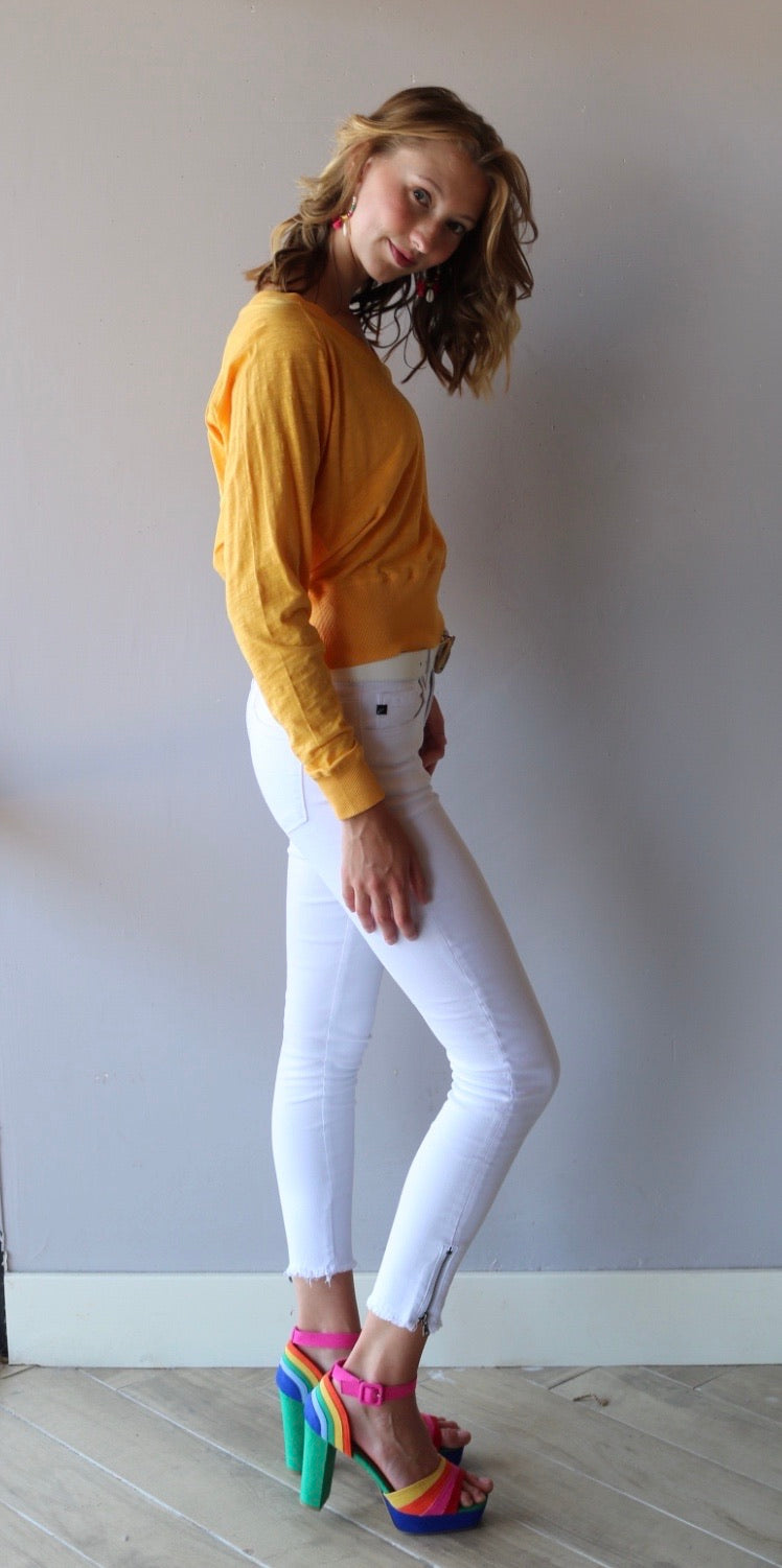 BOBI Slub Jersey ASSERT V-Neck WaistCrop Top