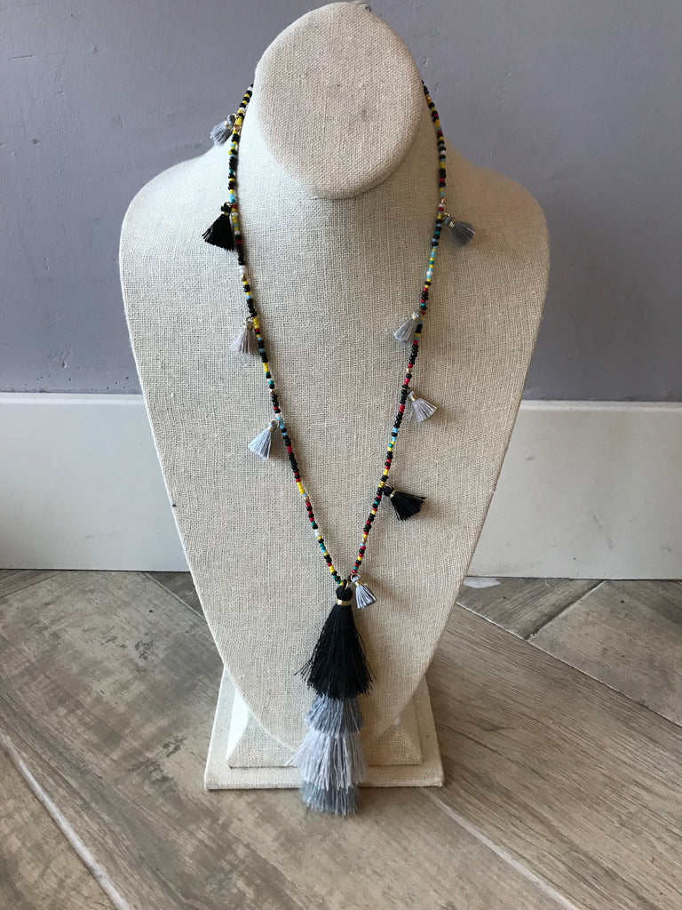 Beaded and Tassel Necklace
