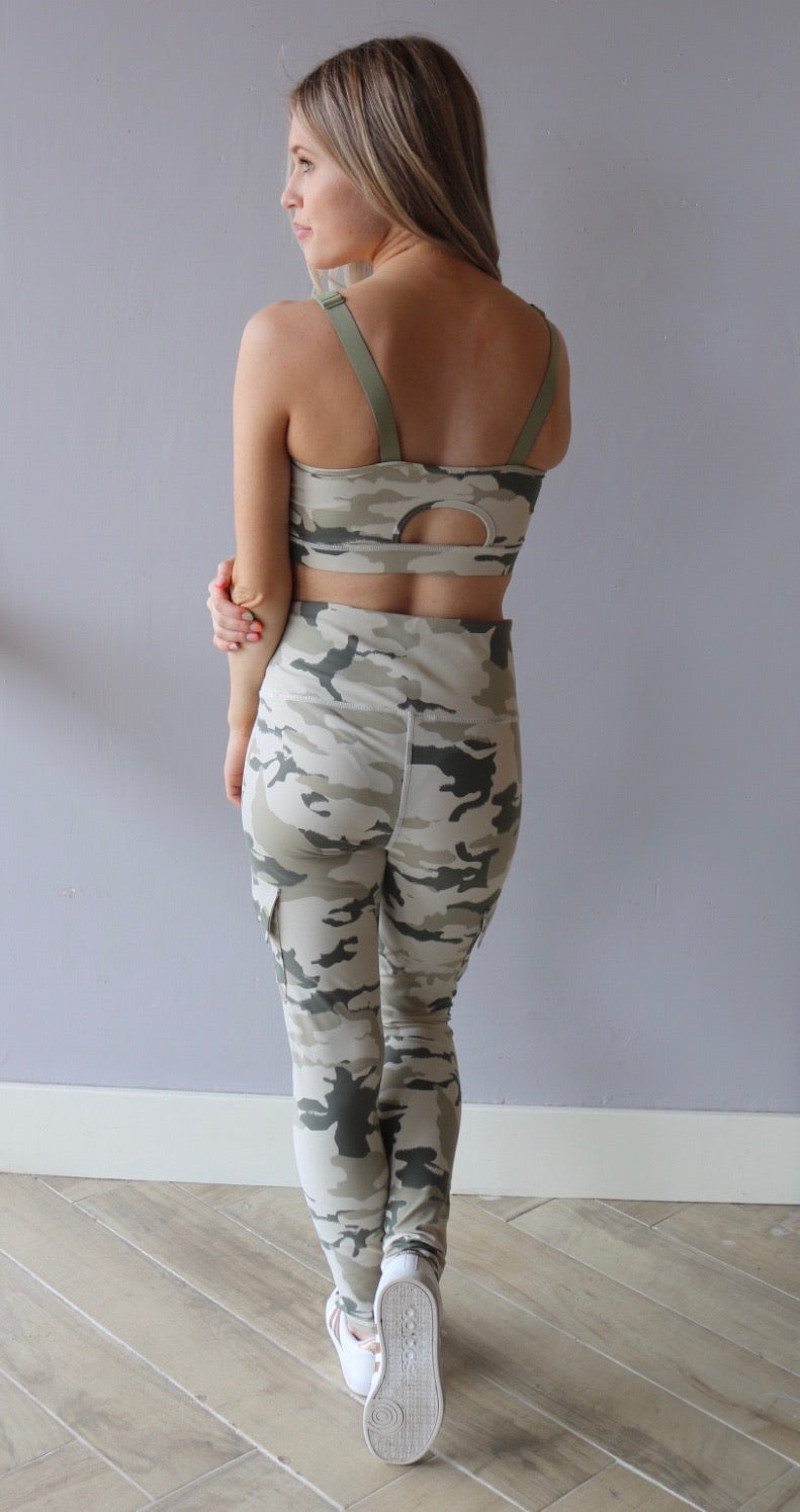 MONO B Lt Camo GRENADE CutOut Back Sports Bra