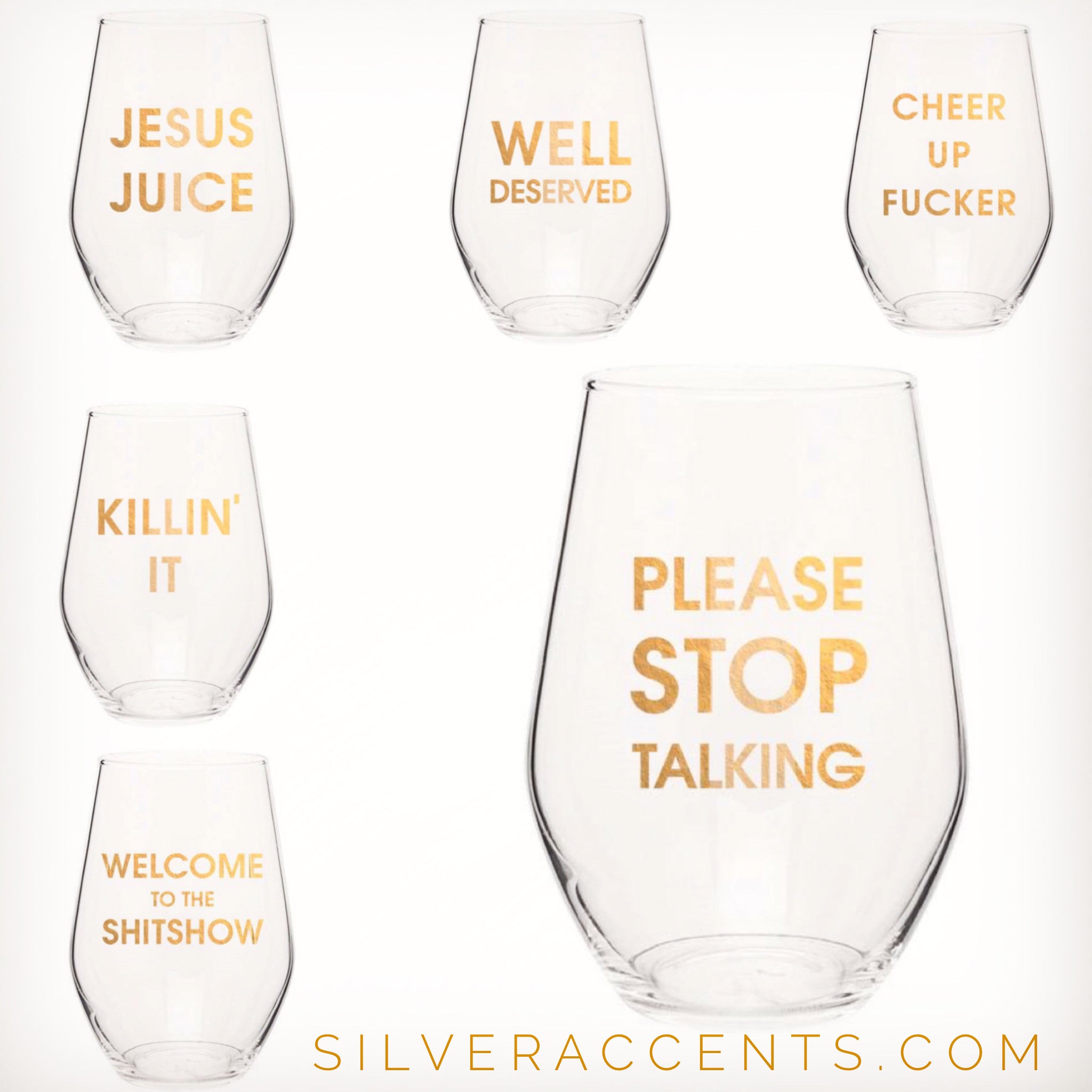 CG Graphic Foil Logo Stemless Wine Glass