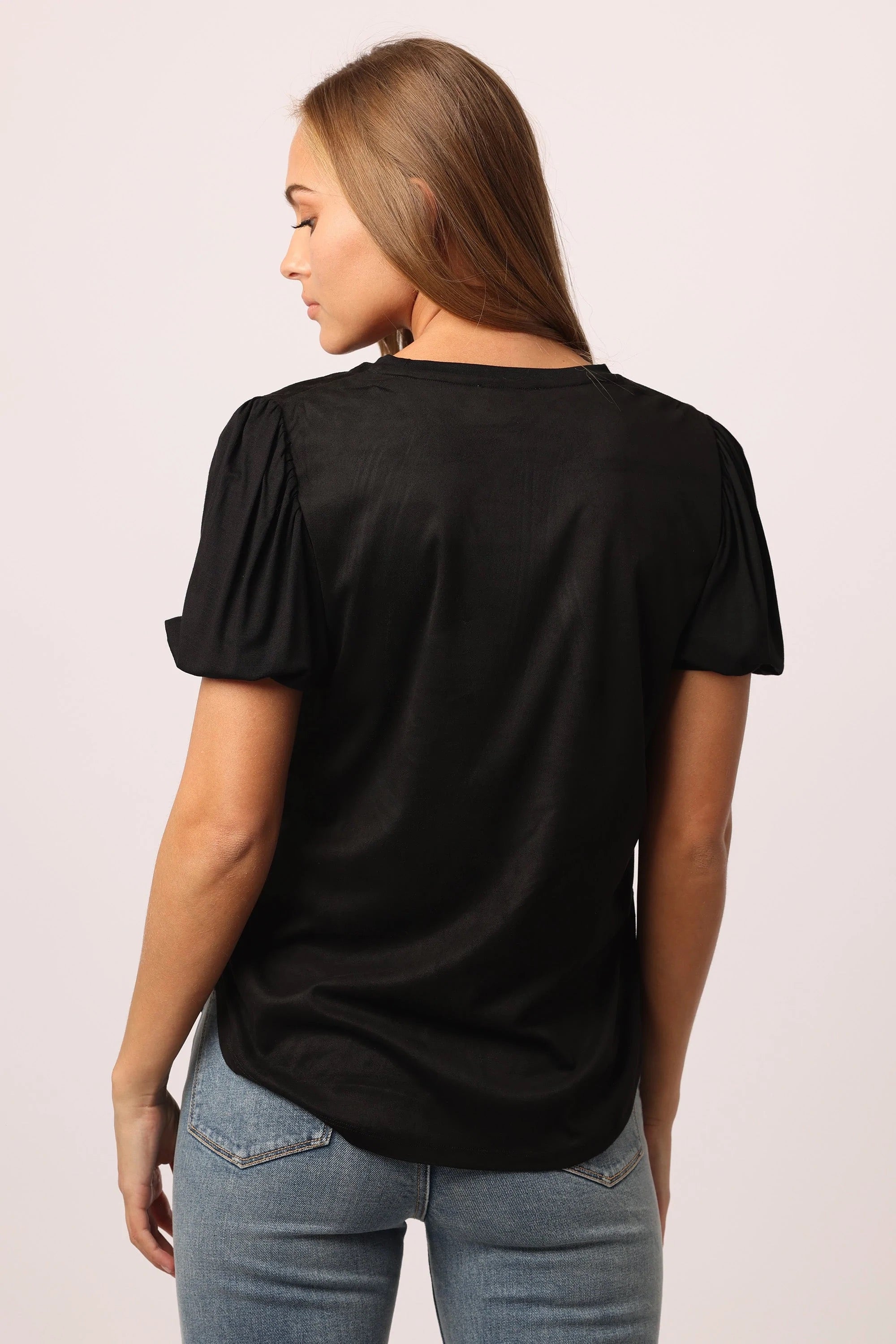ANOTHER LOVE Bubble~Sleeve NISHA Stretch Suede Top