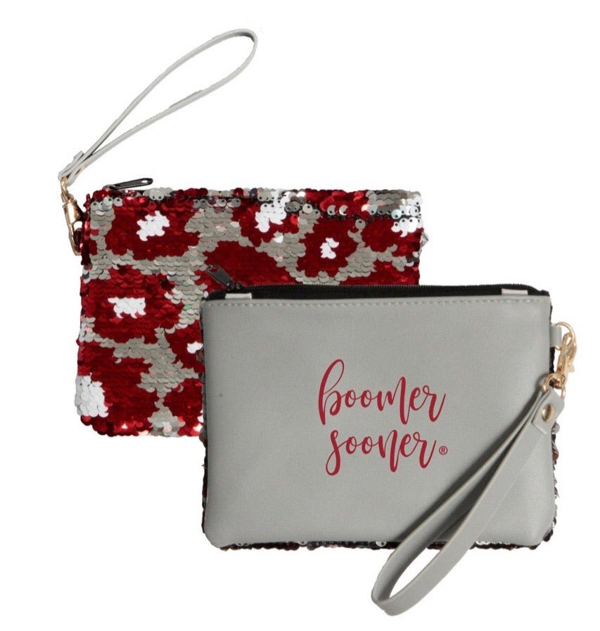 DD Sequin Leopard Logo Reversible Clutch