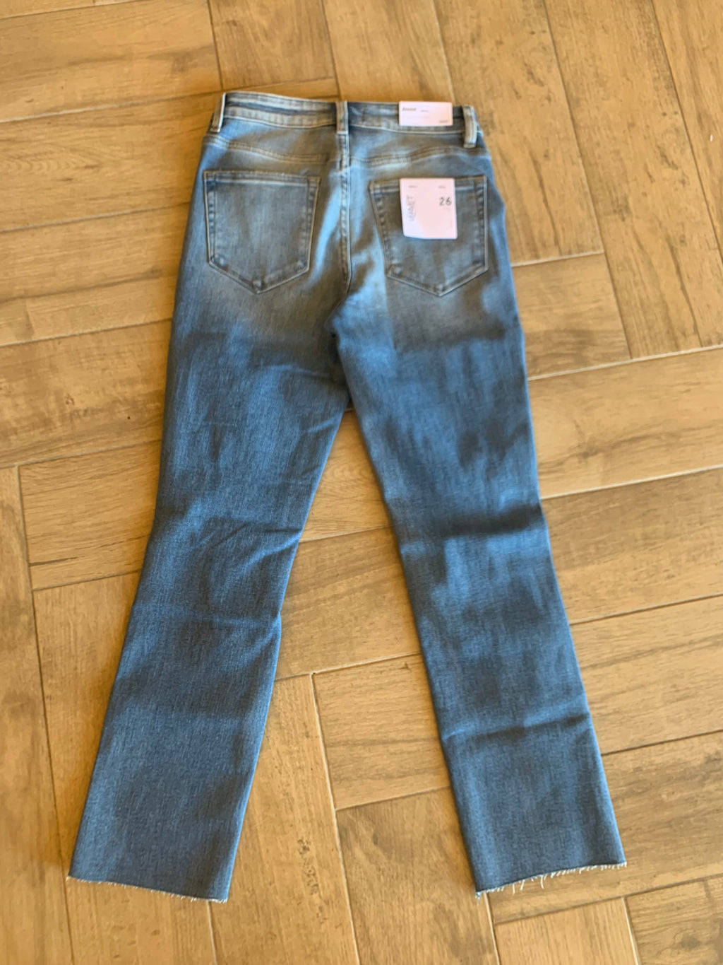 VERVET Hi~Rise JEANNE Stretch Slim Straight Leg Jeans Finished Hem