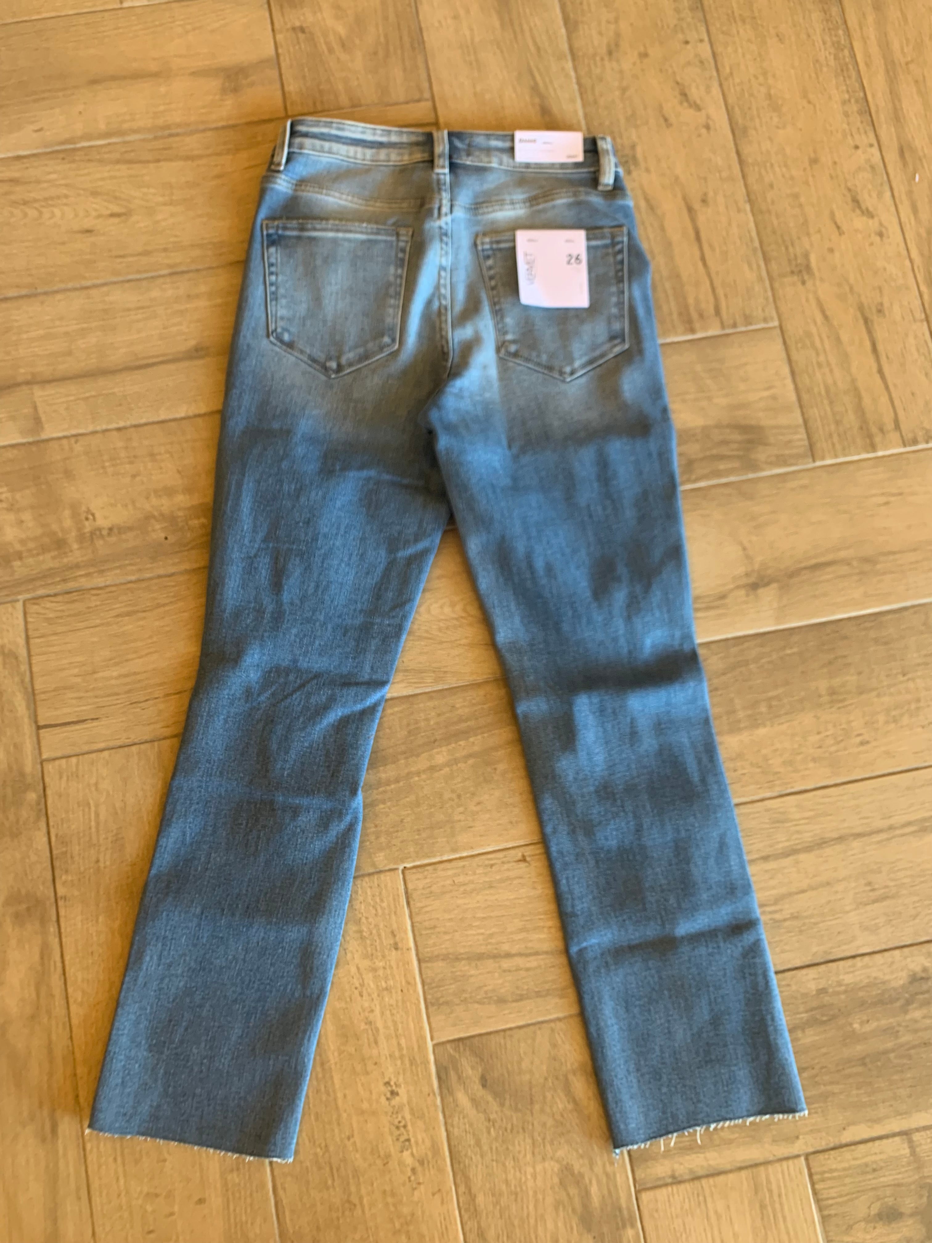 VERVET Hi~Rise JEANNE Stretch Slim Straight Leg Jeans Finished Hem